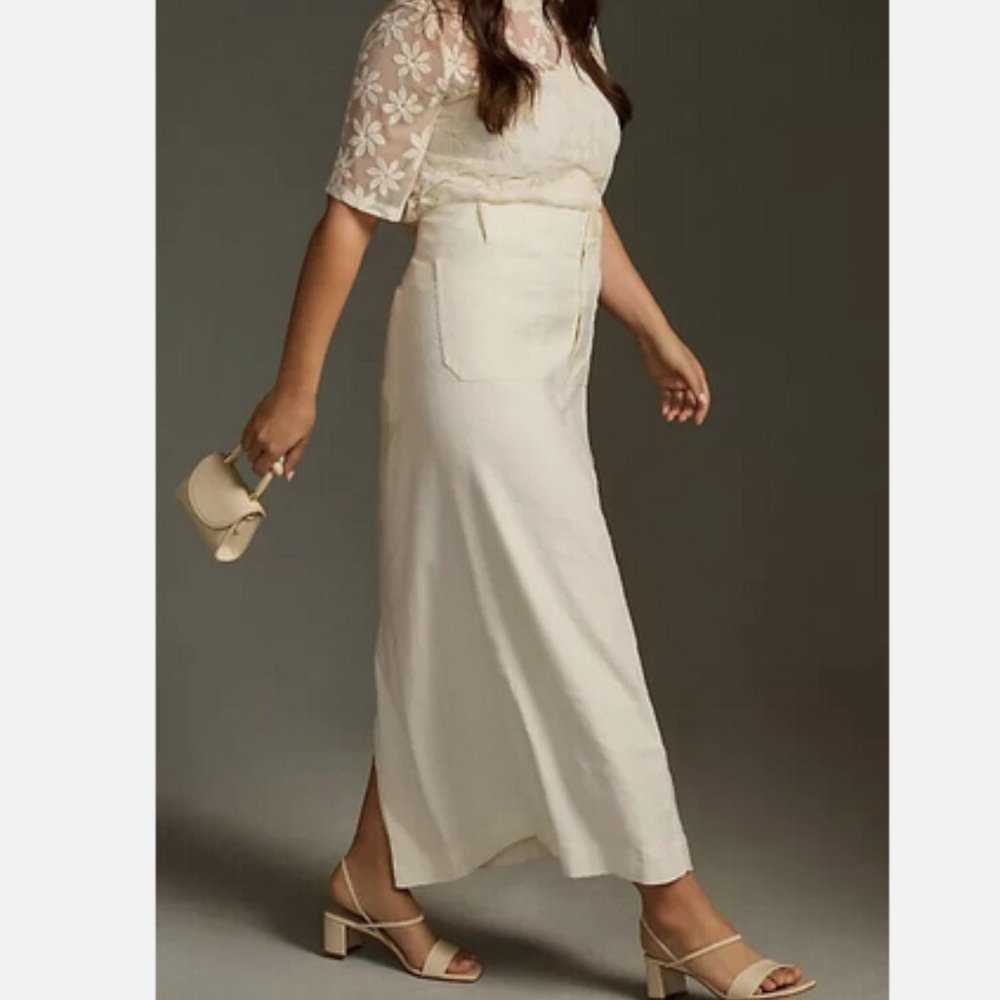 NEW Anthropologie Maeve 3X The Colette Maxi Skirt White Nwt Plus Size - Picture 5 of 7